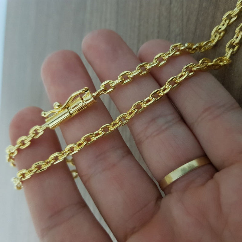 Corrente Banhado Ouro 18k Cadeado 4mm-60cm