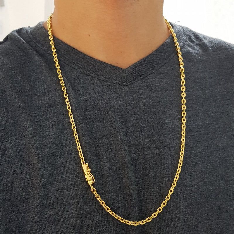 Corrente Banhado Ouro 18k Cadeado 4mm-60cm