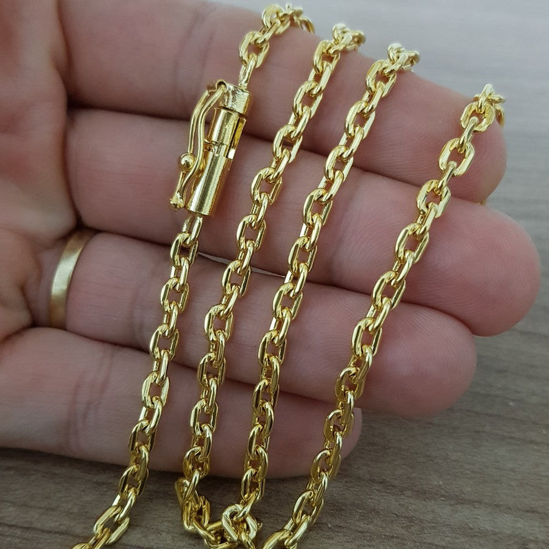 Corrente Banhado Ouro 18k Cadeado 4mm-60cm