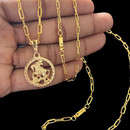 Kit Conjunto Banhado Cartier 3mm 60cm Ouro 18k Corrente Pingente São Jorge + Pulseira