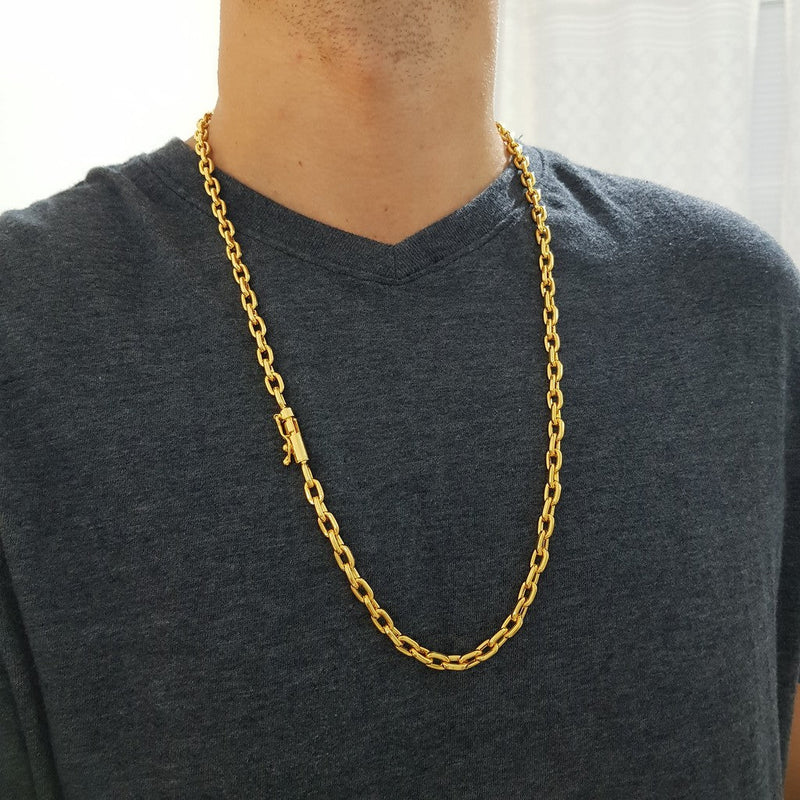 Corrente Banhado 18k Cadeado 6mm-60cm Fecho Canhão + Pingente 18k