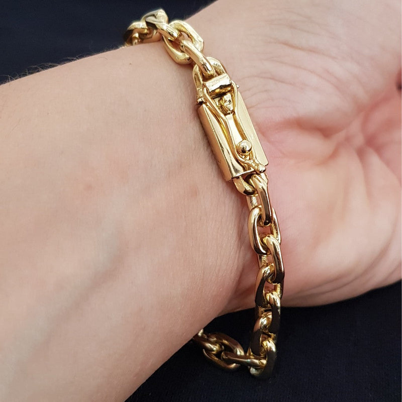 Pulseira Banhada Ouro 18k Cadeado 8mm-20cm