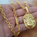 Corrente Banhado 18k Cadeado 6mm-60cm Fecho Canhão + Pingente 18k