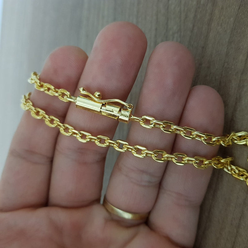Corrente Banhado Ouro 18k Cadeado 4mm-60cm