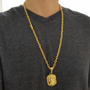 Corrente Banhado 18k Cadeado 6mm-60cm Fecho Canhão + Pingente 18k