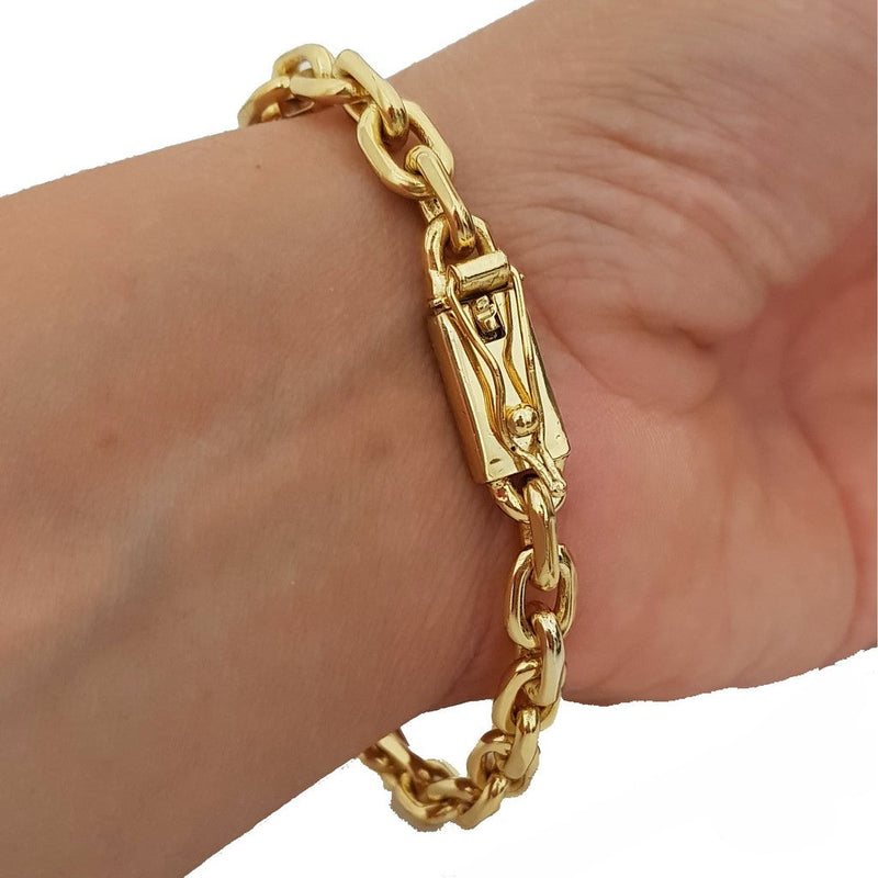 Pulseira Banhada Ouro 18k Cadeado 8mm-20cm